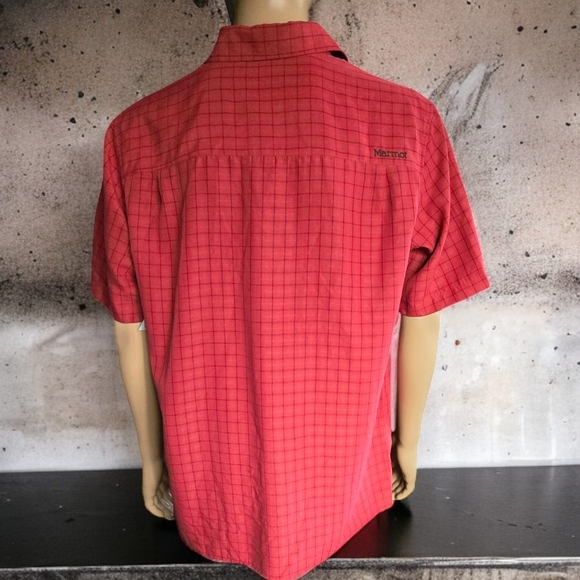 NWT MARMOT ( L ) FOR LIFE Red Plaid ("Eldridge Redstone" Short Sleeve Button Up - Picture 3 of 7